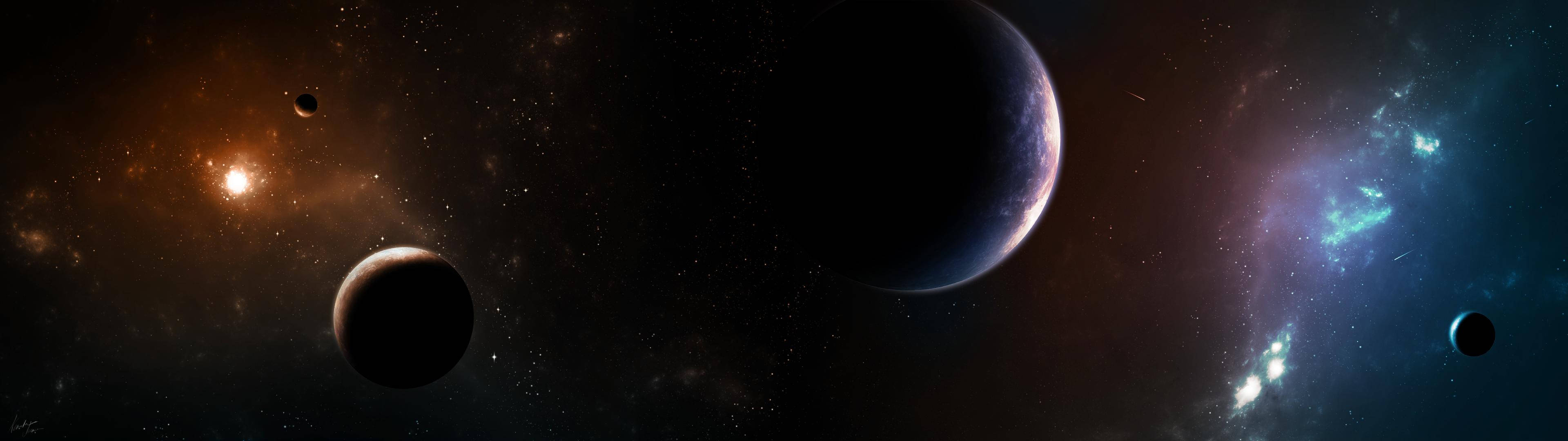 Planets Dual Monitor Wallpaper