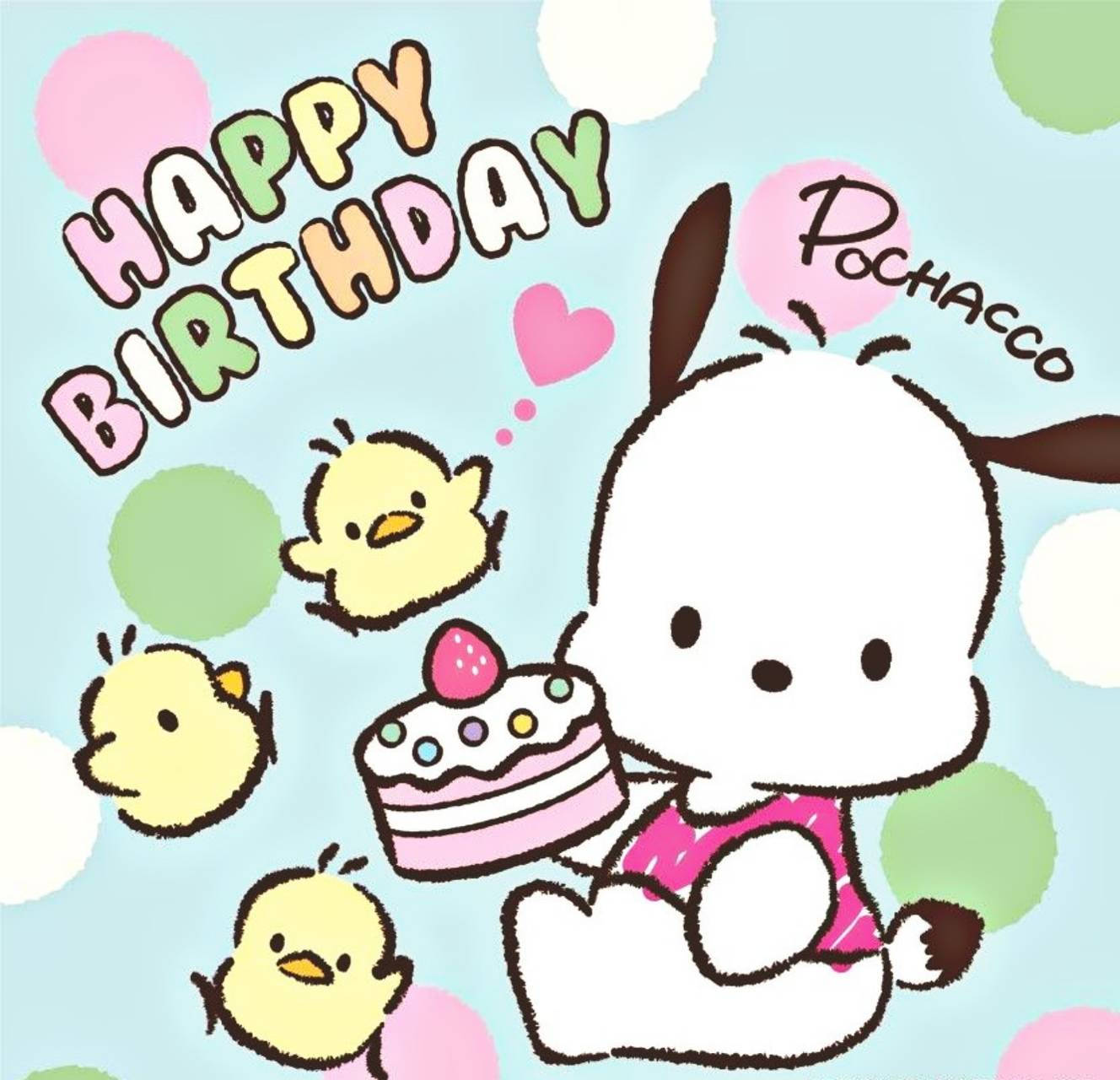 Pochacco With Happy Birthday Cake Wallpaper