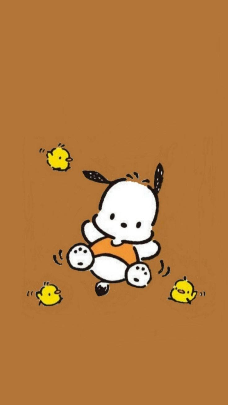 Pochacco With Three Yellow Chicks Wallpaper