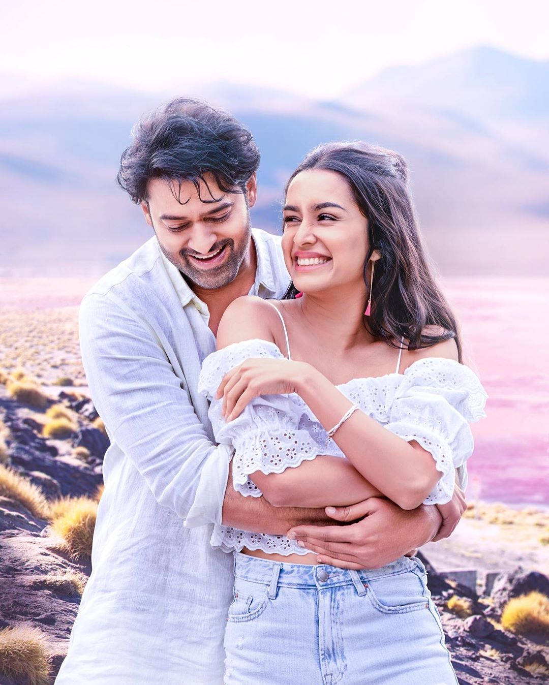 Prabhas And Shraddha Hug Wallpaper