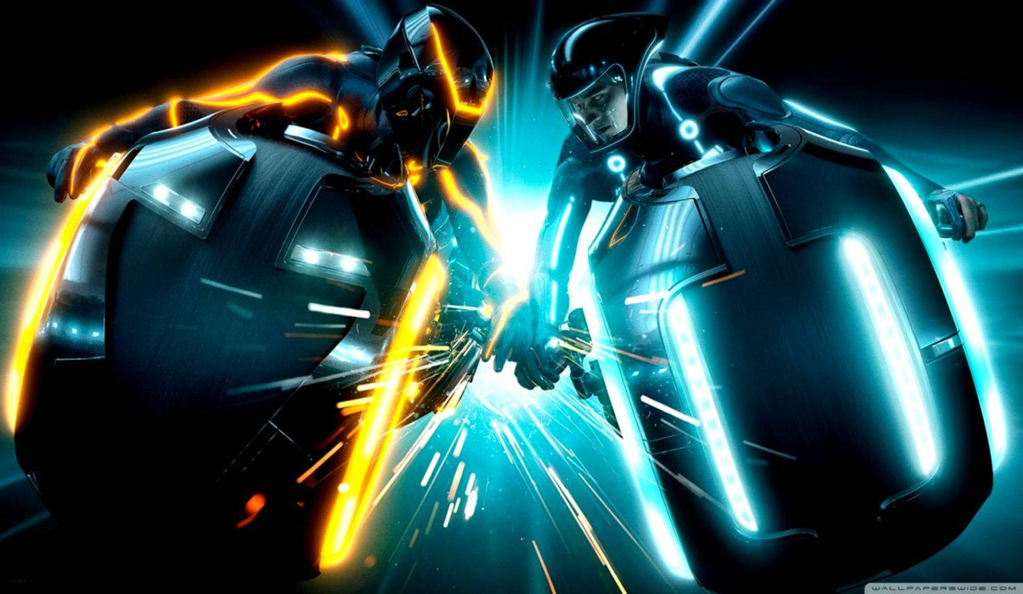 Prepare For The Ultimate Tron Bike Race Wallpaper