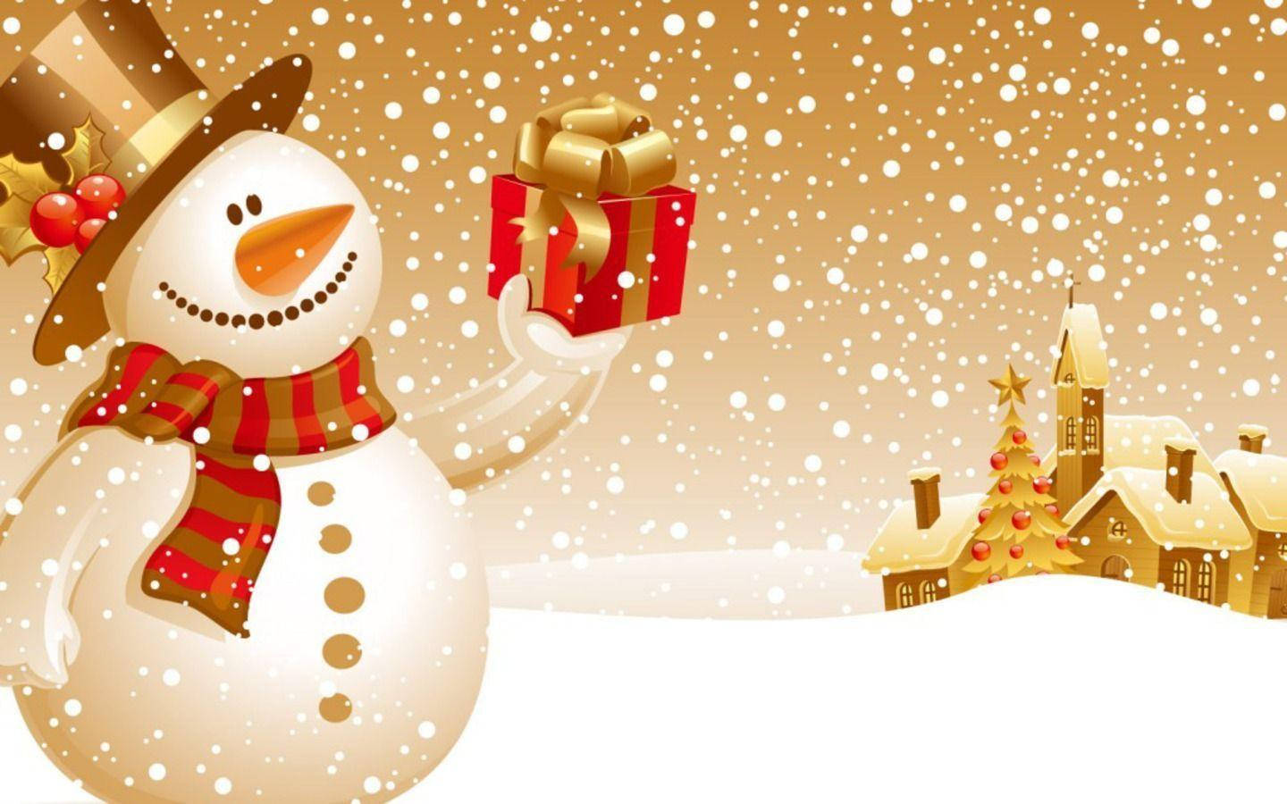 Pretty Christmas Snowman Banner Wallpaper