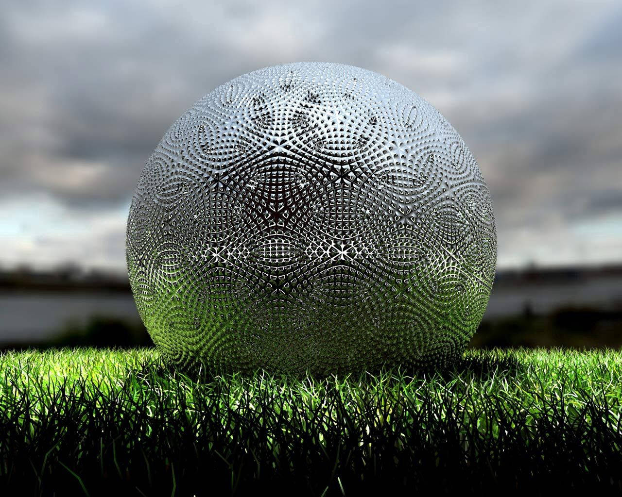 Preview Wallpaper Ball, Grass, Silver, Ornaments Wallpaper