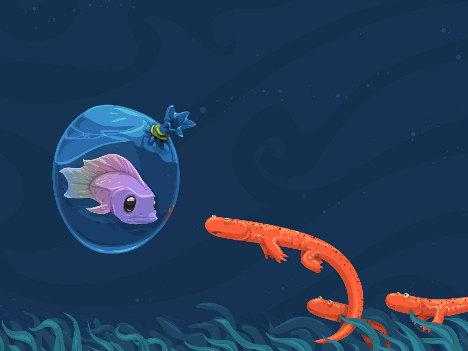 Preview Wallpaper Fish, Underwater, Swimming, Drawing Wallpaper