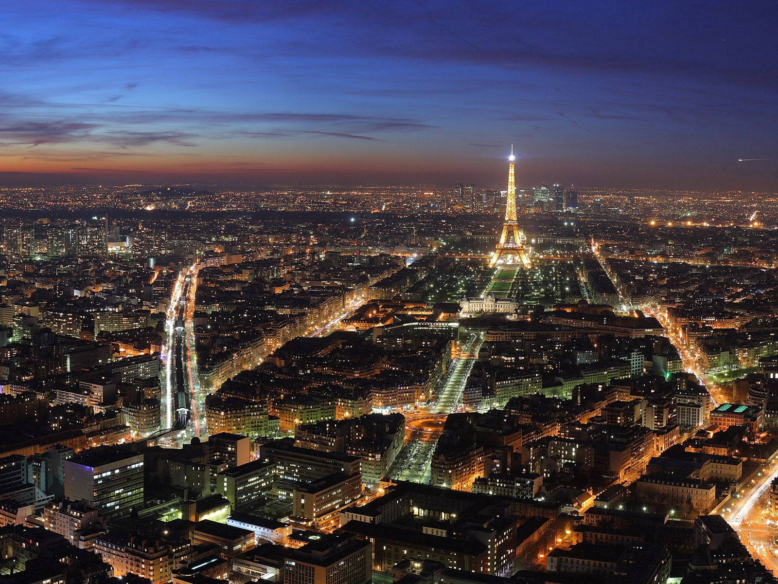 Preview Wallpaper Paris, France, Eiffel Tower, City Lights, Night, Top View Wallpaper