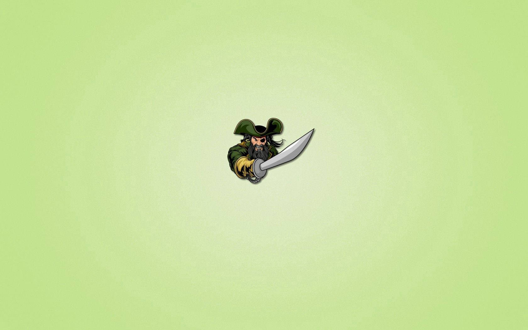 Preview Wallpaper Pirate, Light Green Background, Sword, One-eyed, Beard, Minimalism Wallpaper