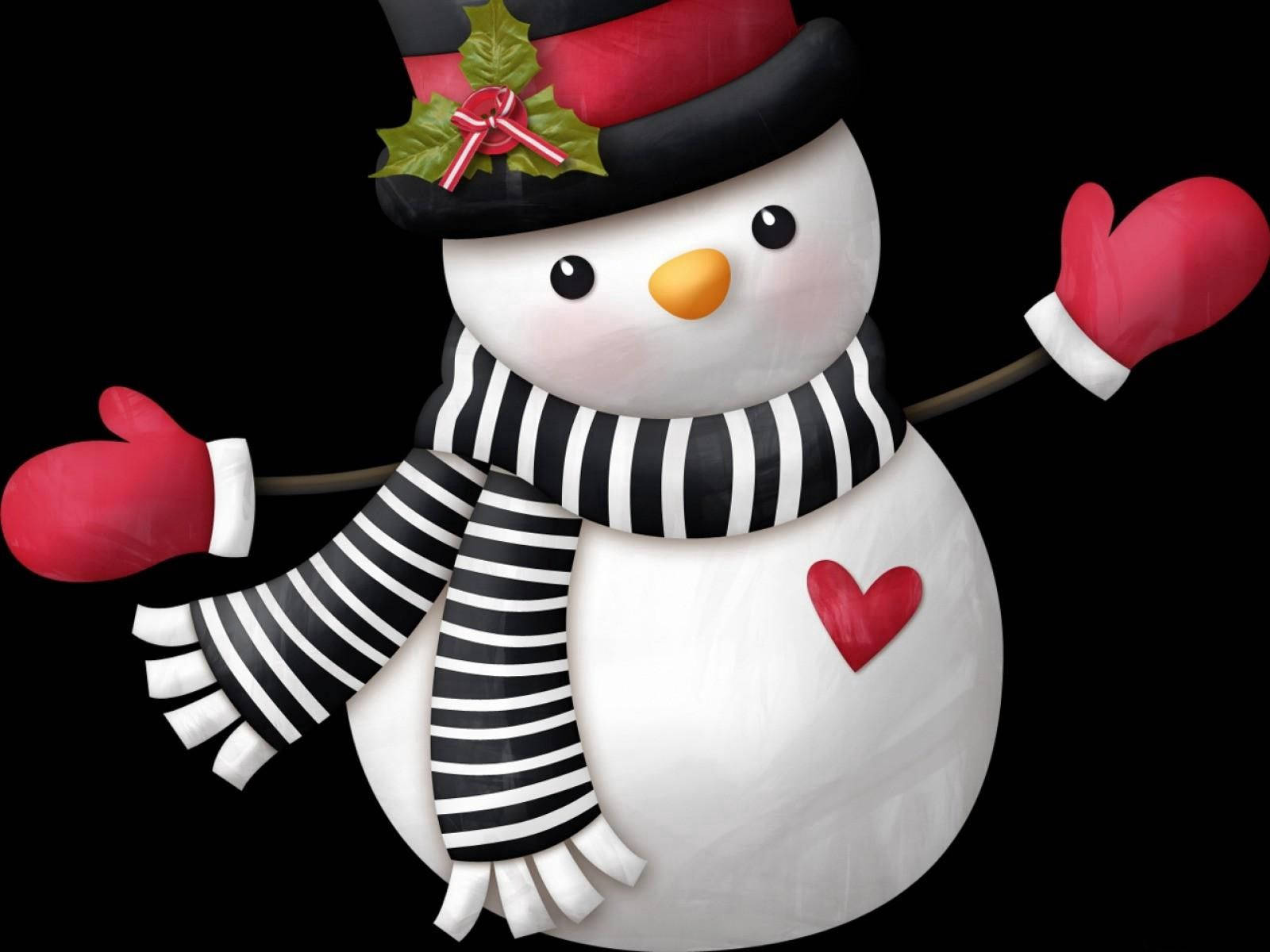 Preview Wallpaper Snowman, Scarf, Hat, Heart, Mittens Wallpaper