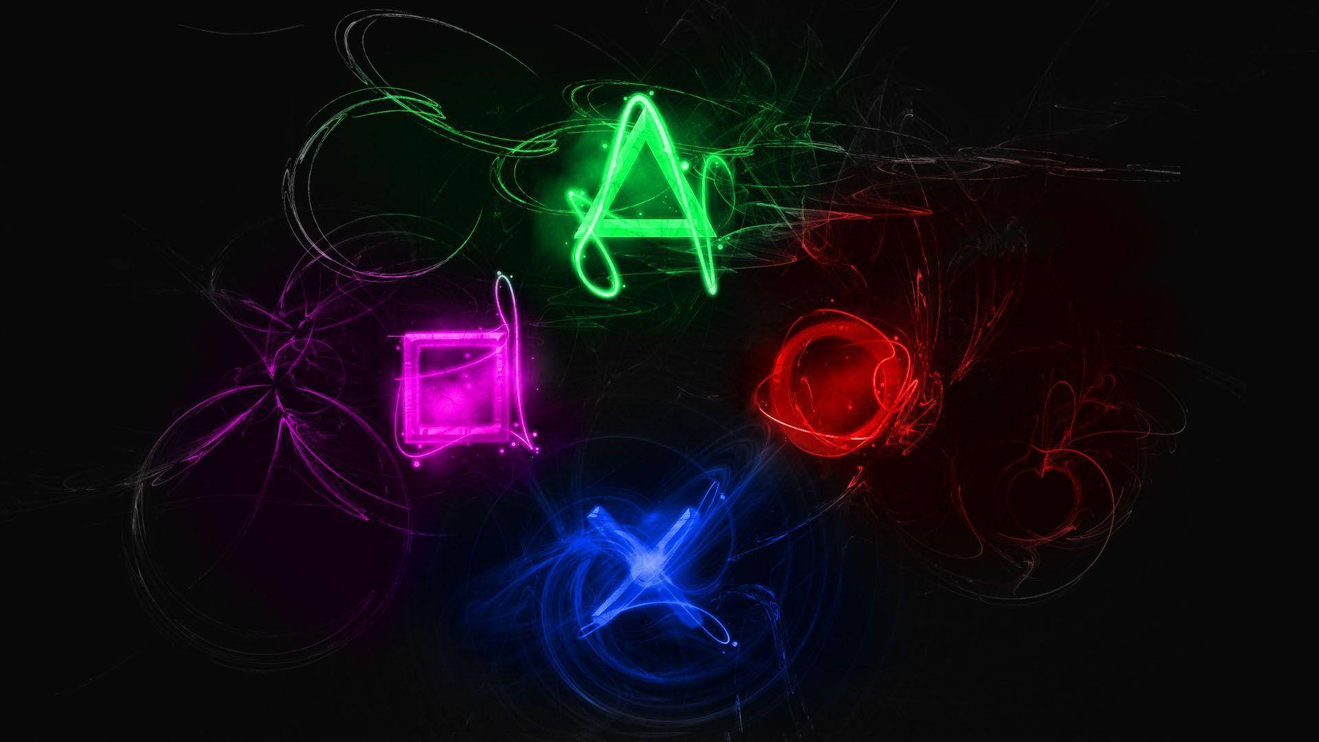 Psp Controller Button Symbols Neon Aesthetic Wallpaper