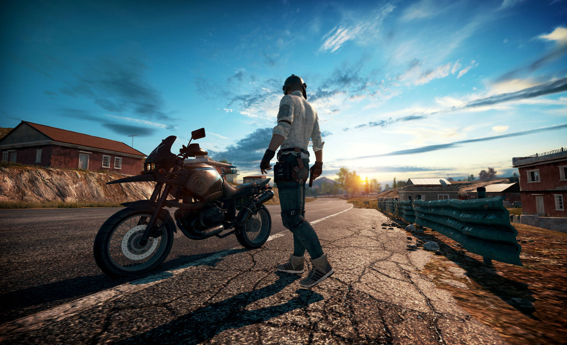 Pubg 2020 Man And Motorbike Wallpaper