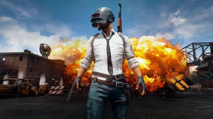 Pubg Banner Mascot In Front Of An Explosion Wallpaper