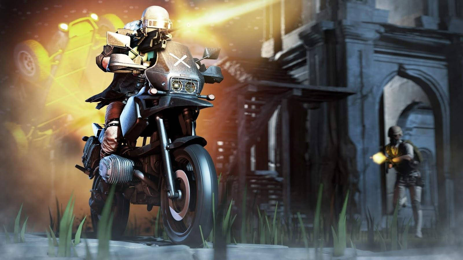 Pubg Lite Character Riding A Motorbike Wallpaper