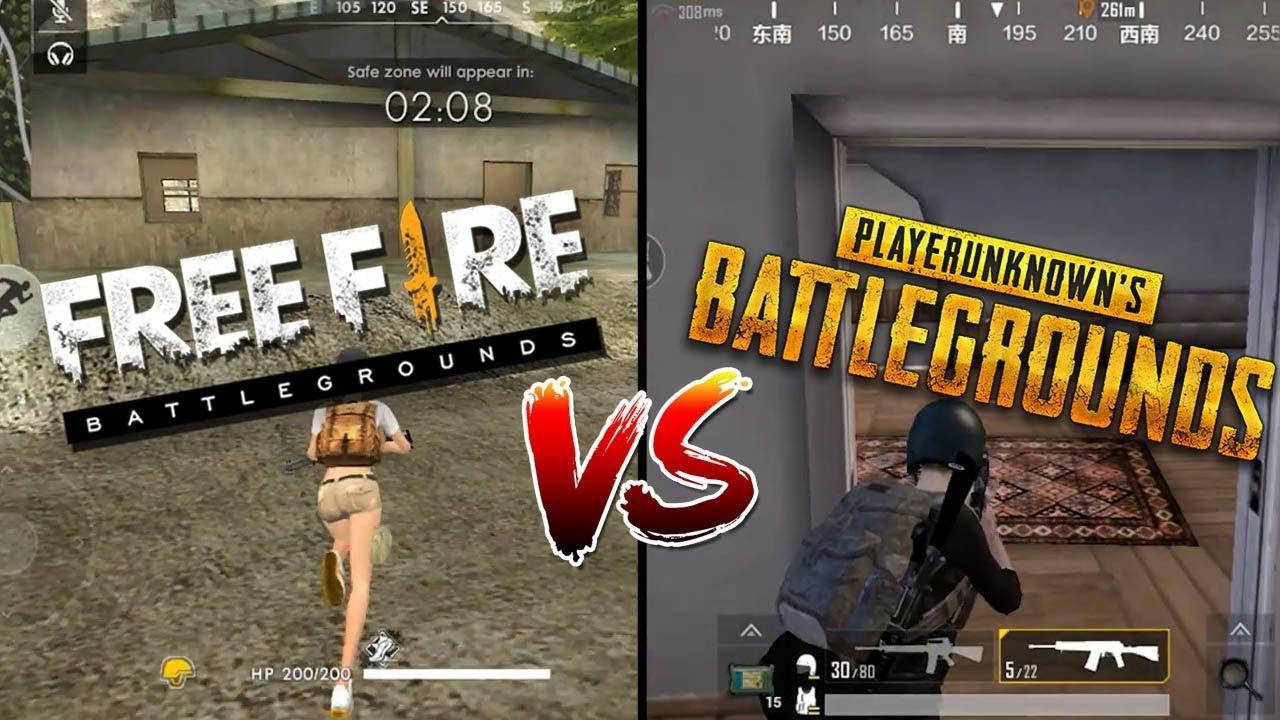 Pubg Vs Free Fire Gameplay Split-screen Wallpaper