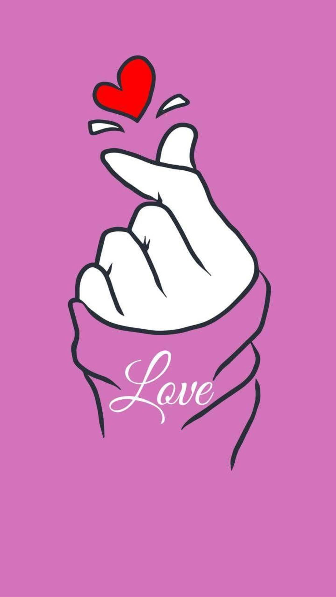 Purple Saranghae Finger Heart Wallpaper