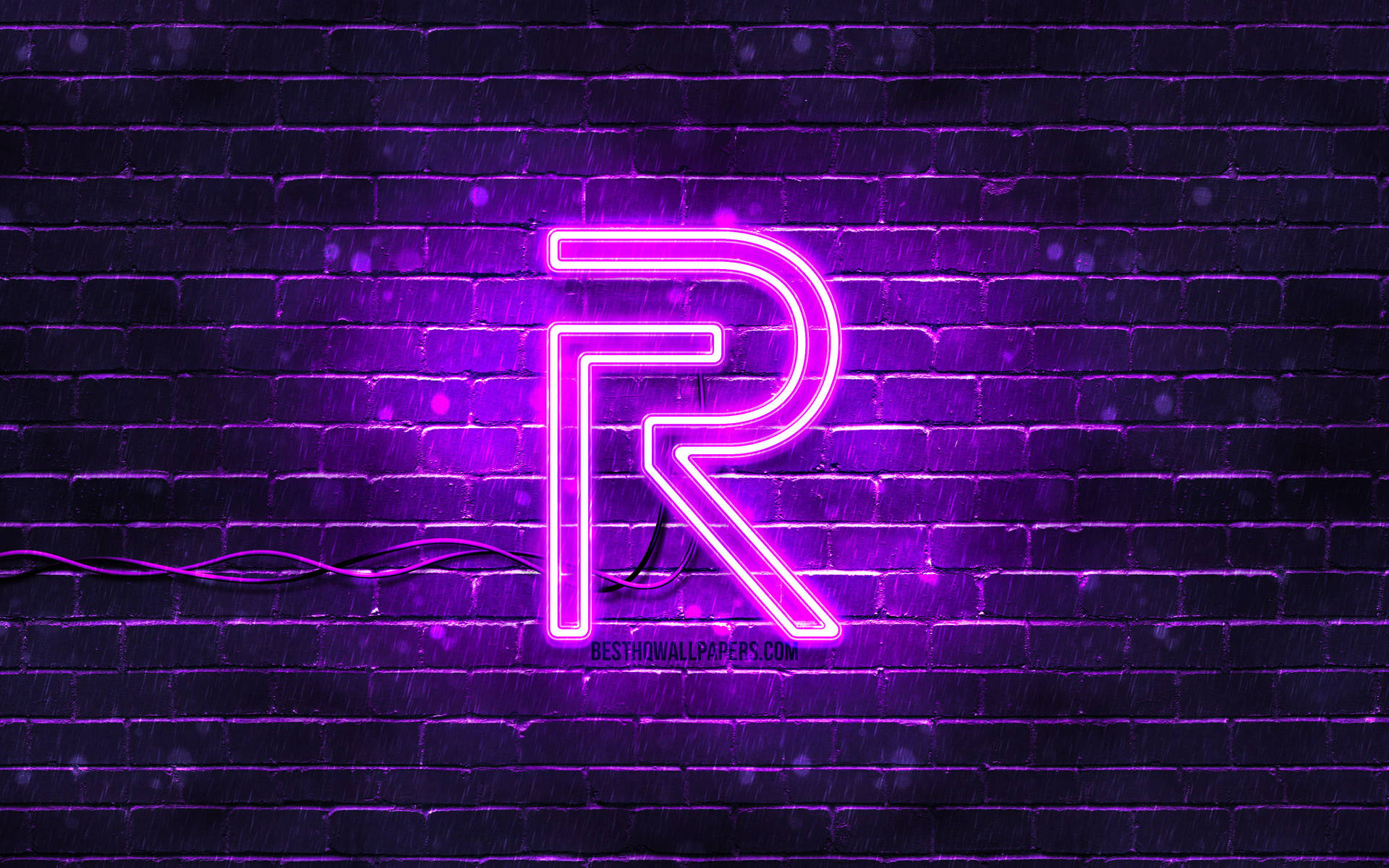 Radiant Realme Logo Displayed On A Neon Purple Sign Wallpaper