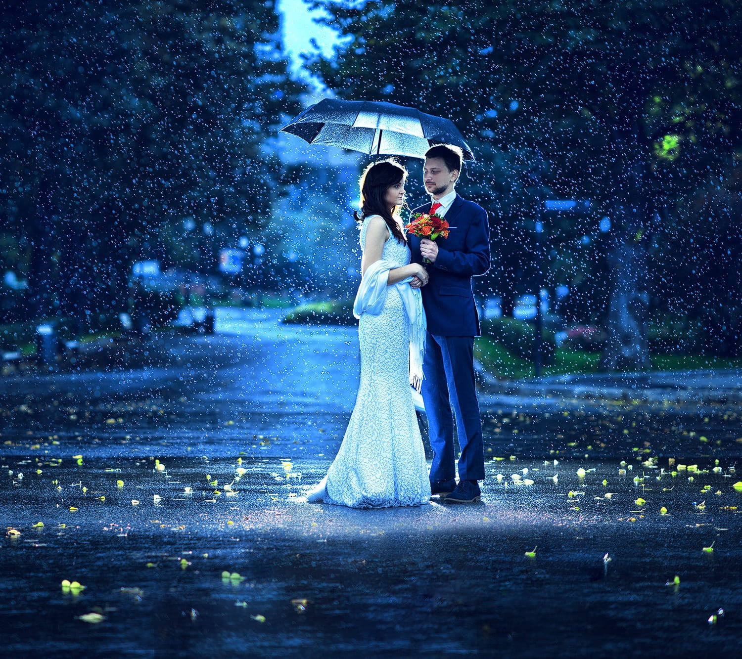 Rain Couple Bride And Groom Wallpaper