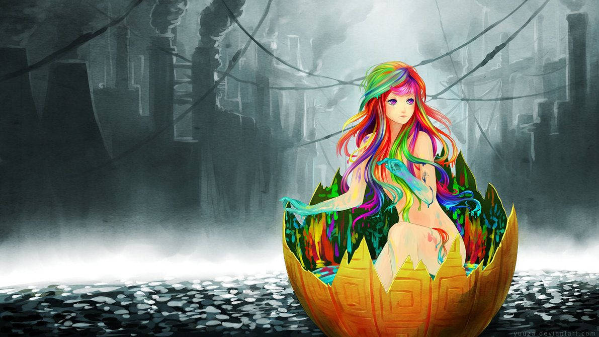 Rainbow Lady In Darkness Deviantart Wallpaper