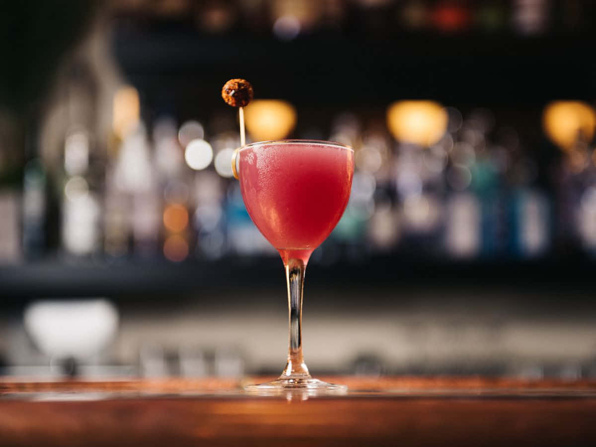 Red Cocktail Drinks On Bar Counter Wallpaper