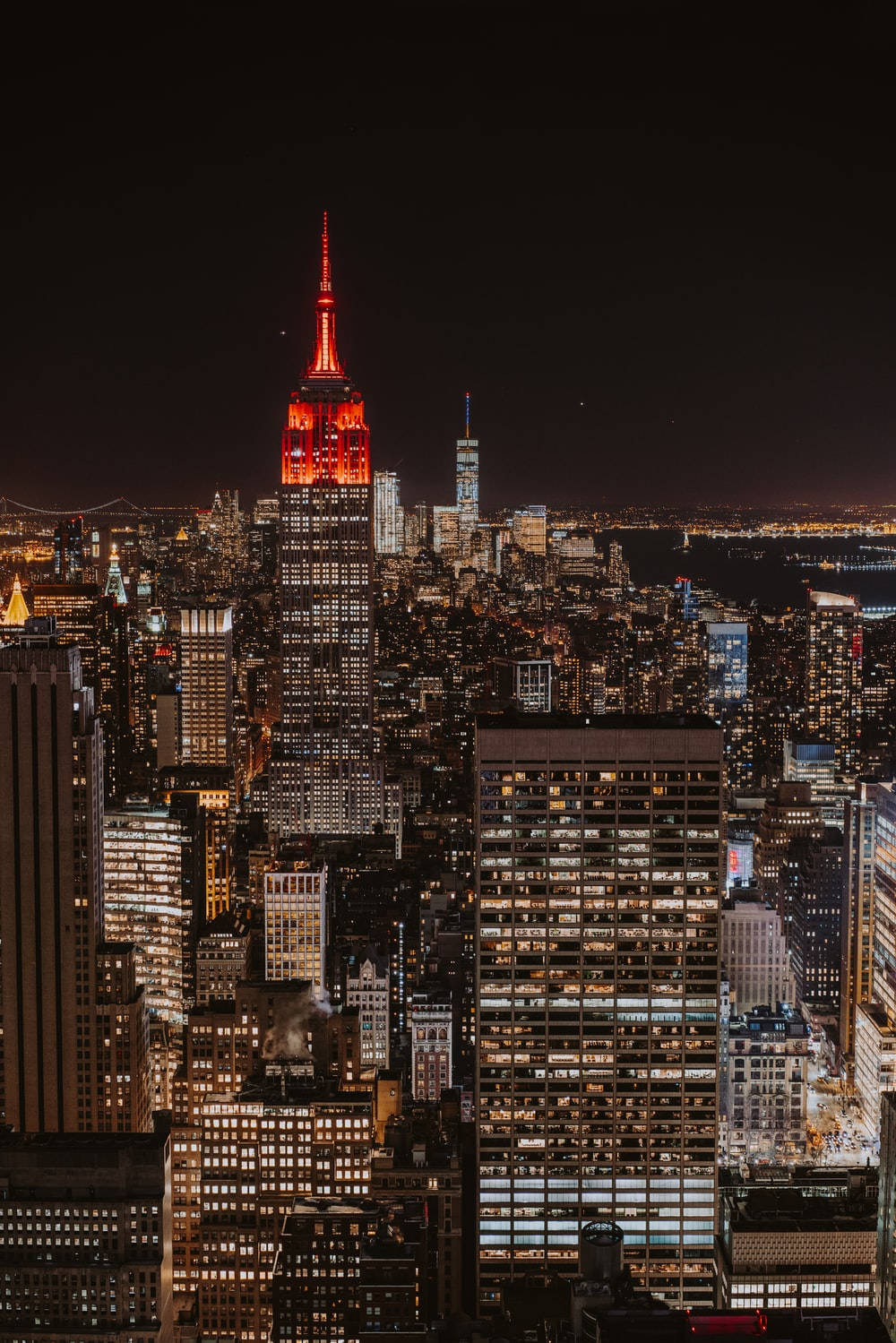 Red Empire State New York Night Iphone Wallpaper