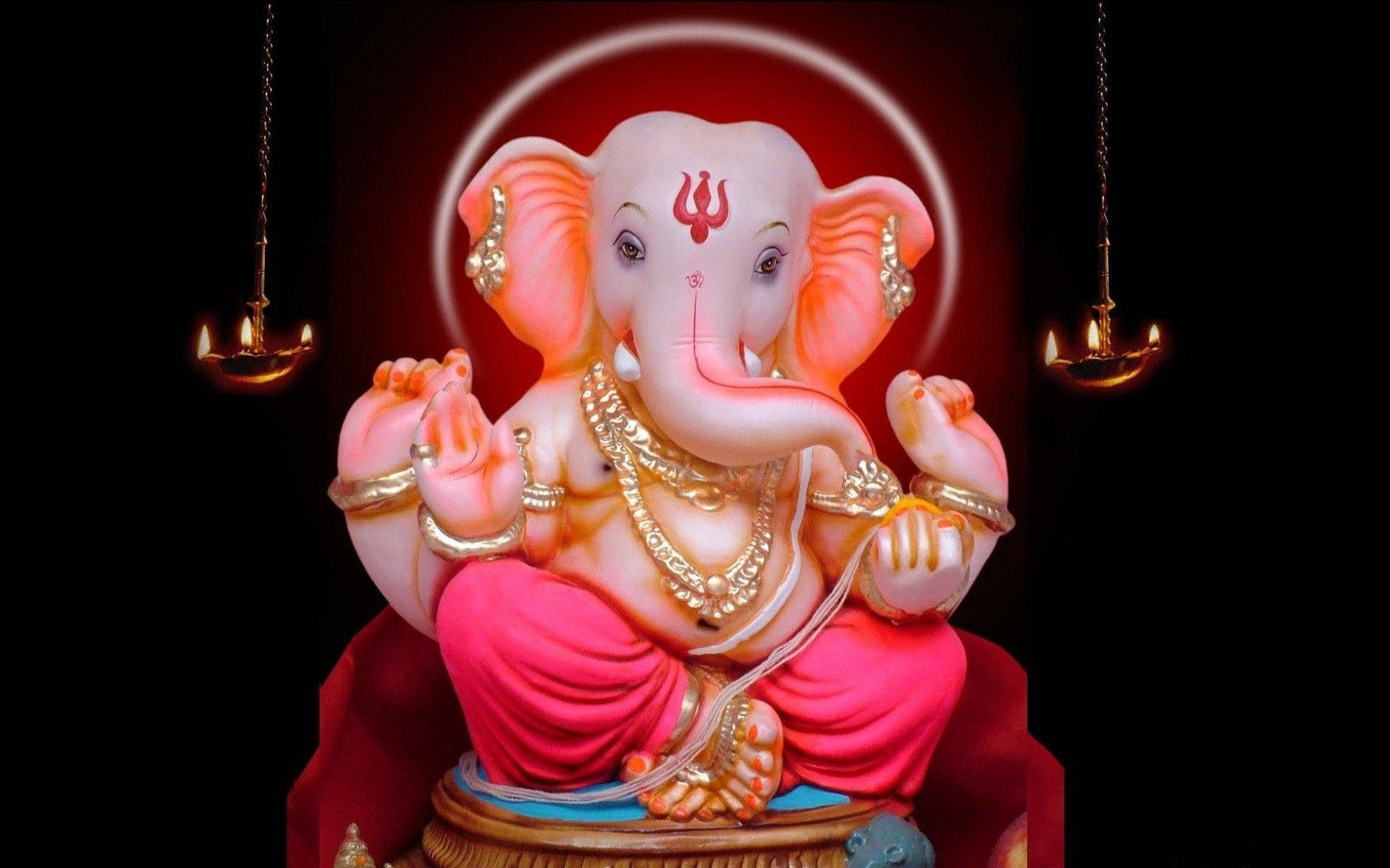 Red Ganesh Full Hd Wallpaper