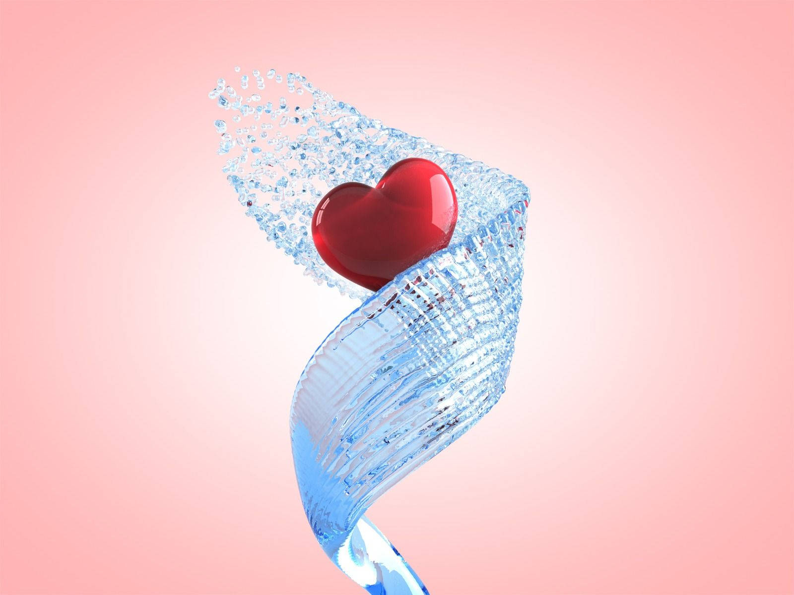 Red Heart In A Pool Of Water Wallpaper