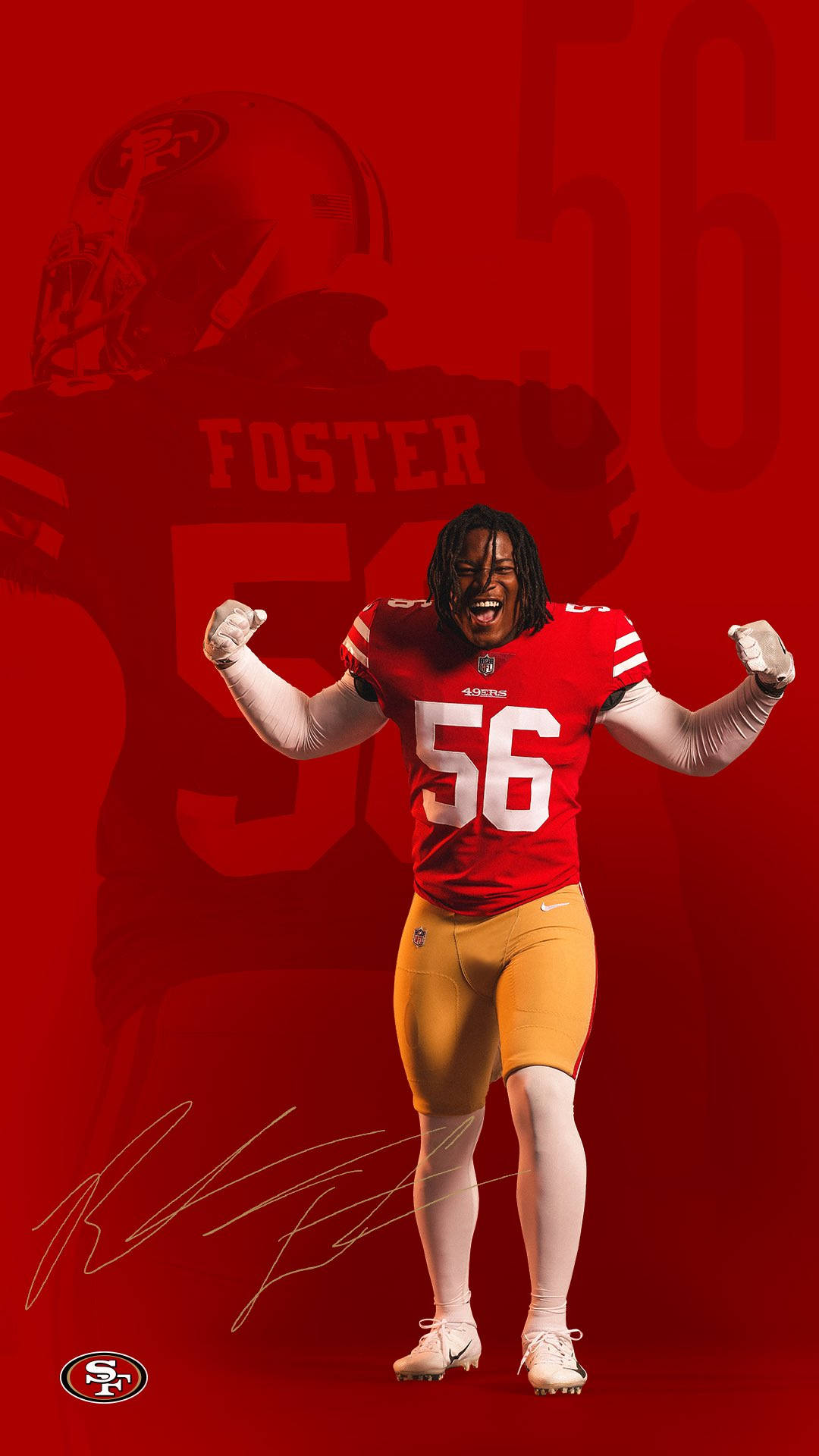 Red Reuben Foster 49ers Iphone Wallpaper