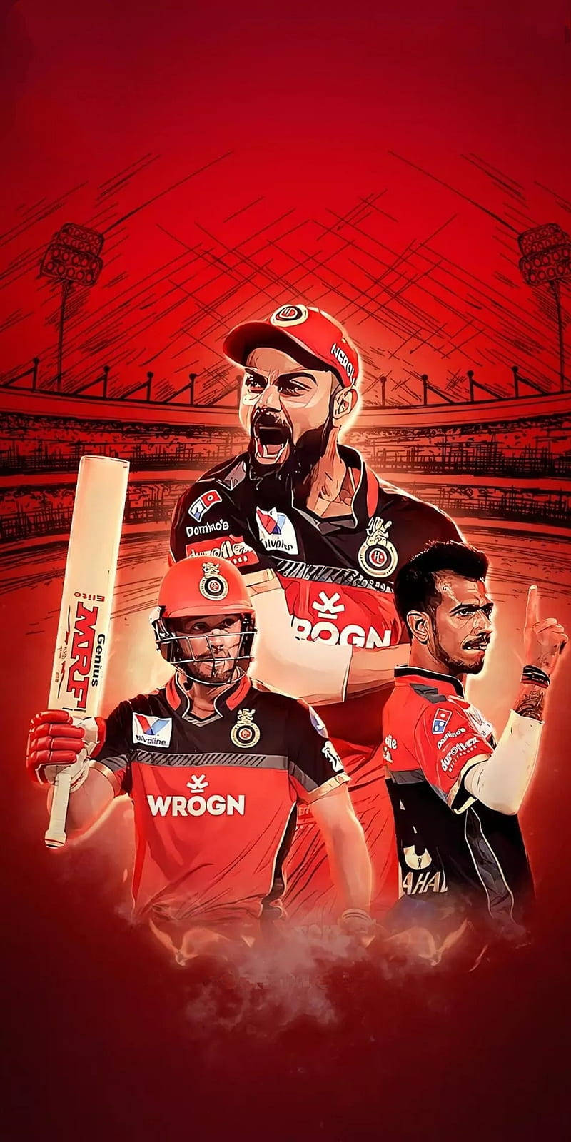 Red Sketch Rcb Team Wallpaper