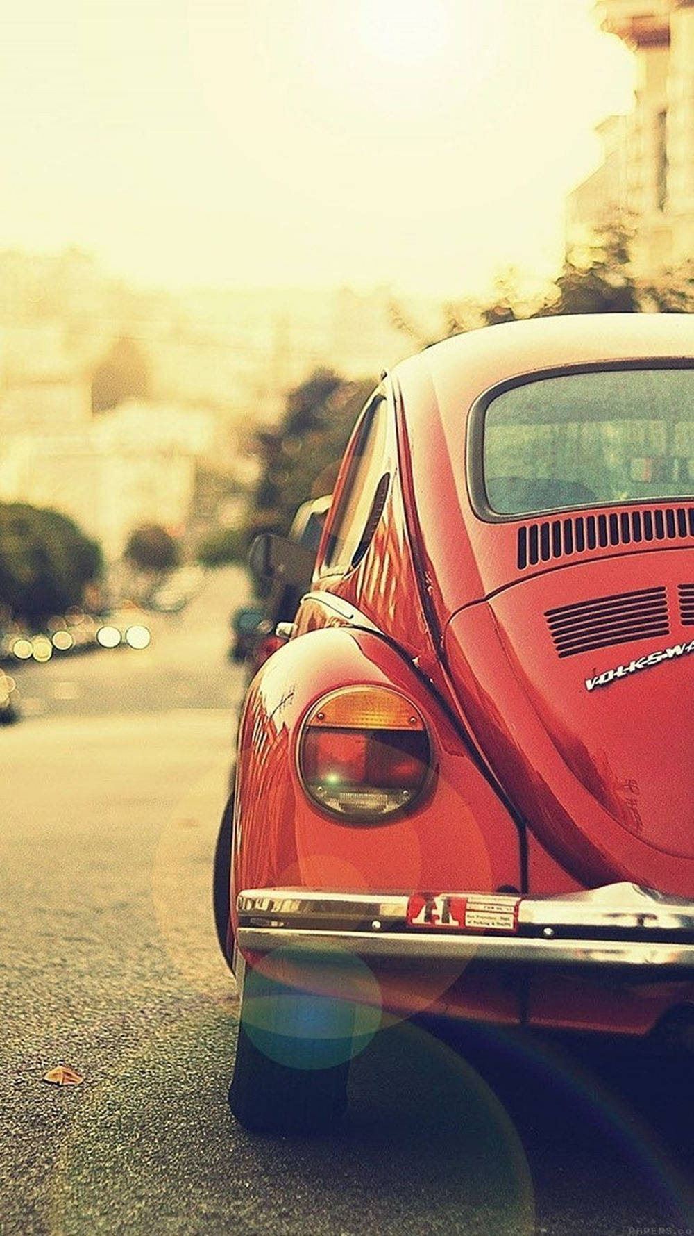 Red Volkswagen Beetle Car Phone Wallpaper