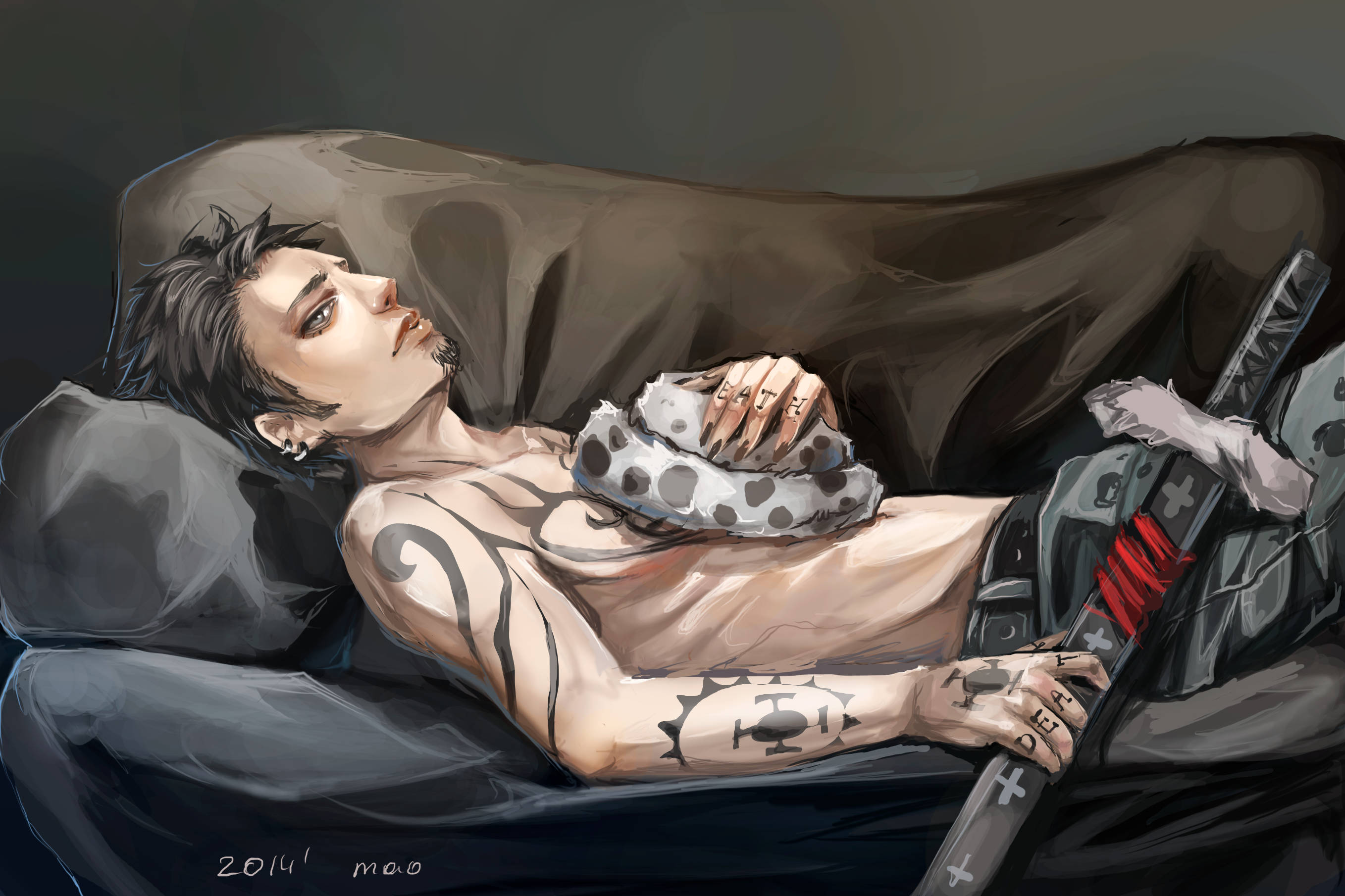 Resting Trafalgar Law One Piece Fanart Wallpaper