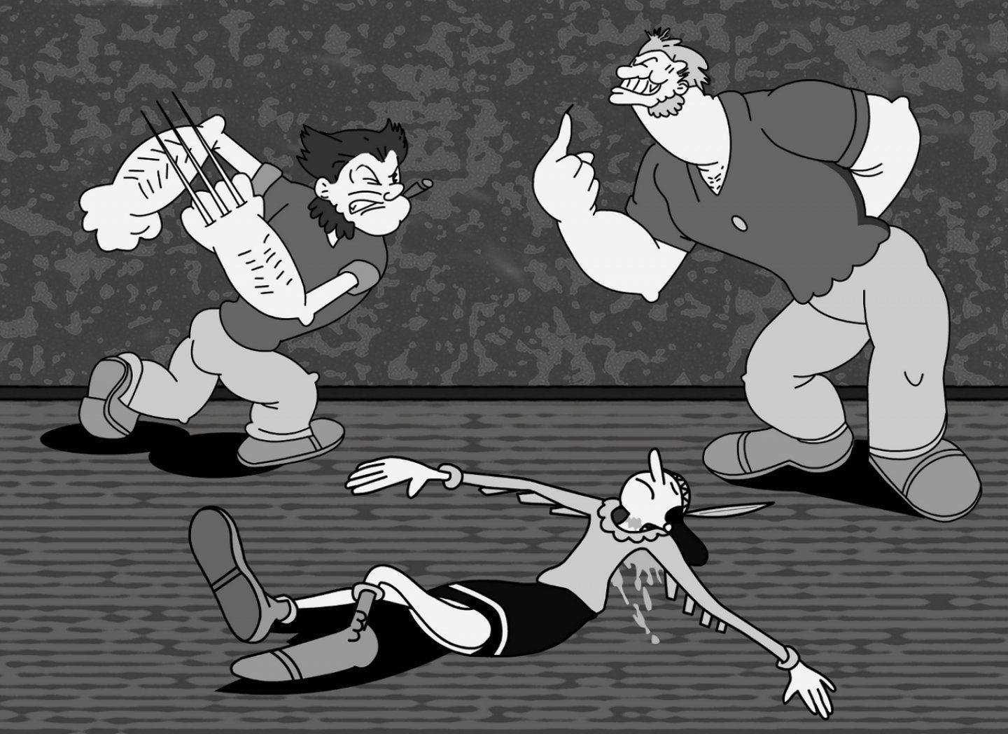 Retro Popeye Fight With Bluto Wallpaper