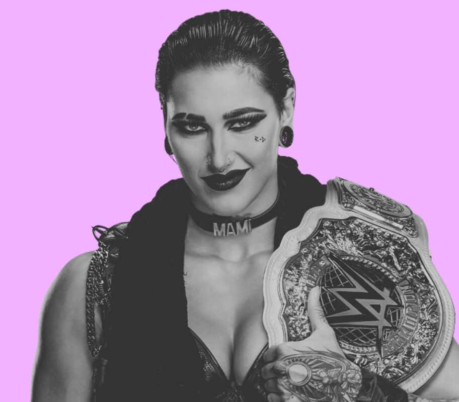 Rhea Ripley W W E Champion Pose Wallpaper