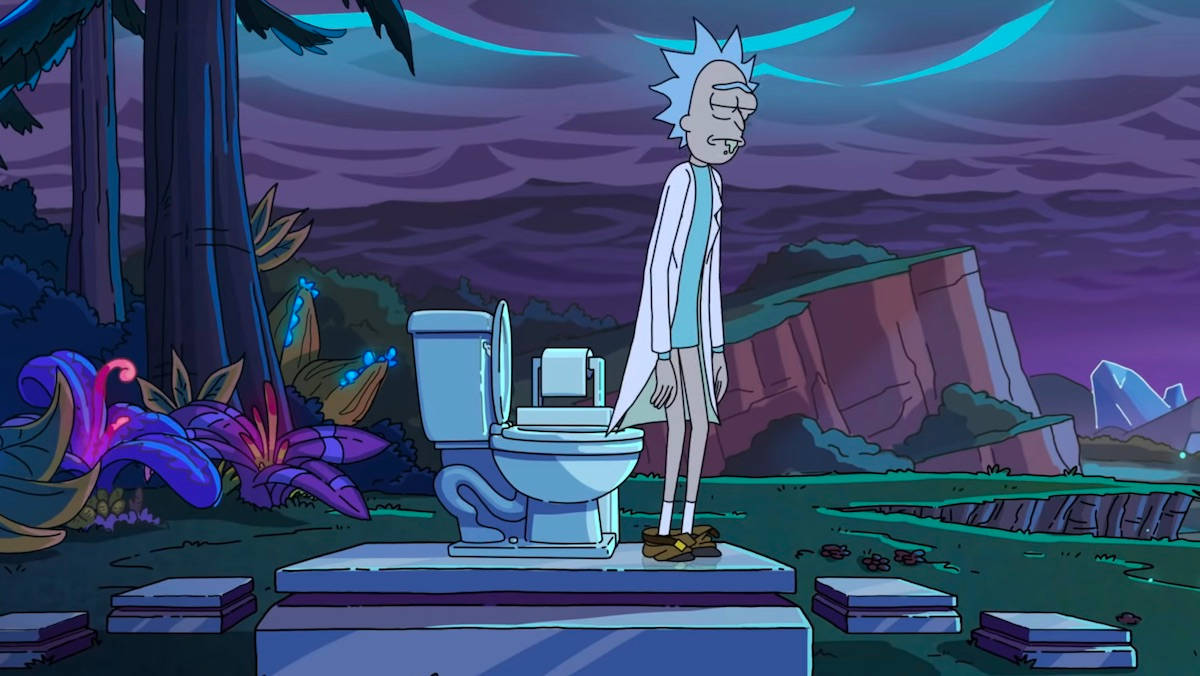 Rick Sanchez Sad Face And A Toilet Bowl Wallpaper