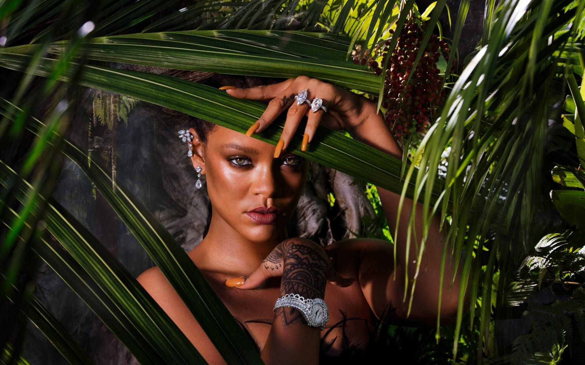 Rihanna Hd Green Plants Wallpaper