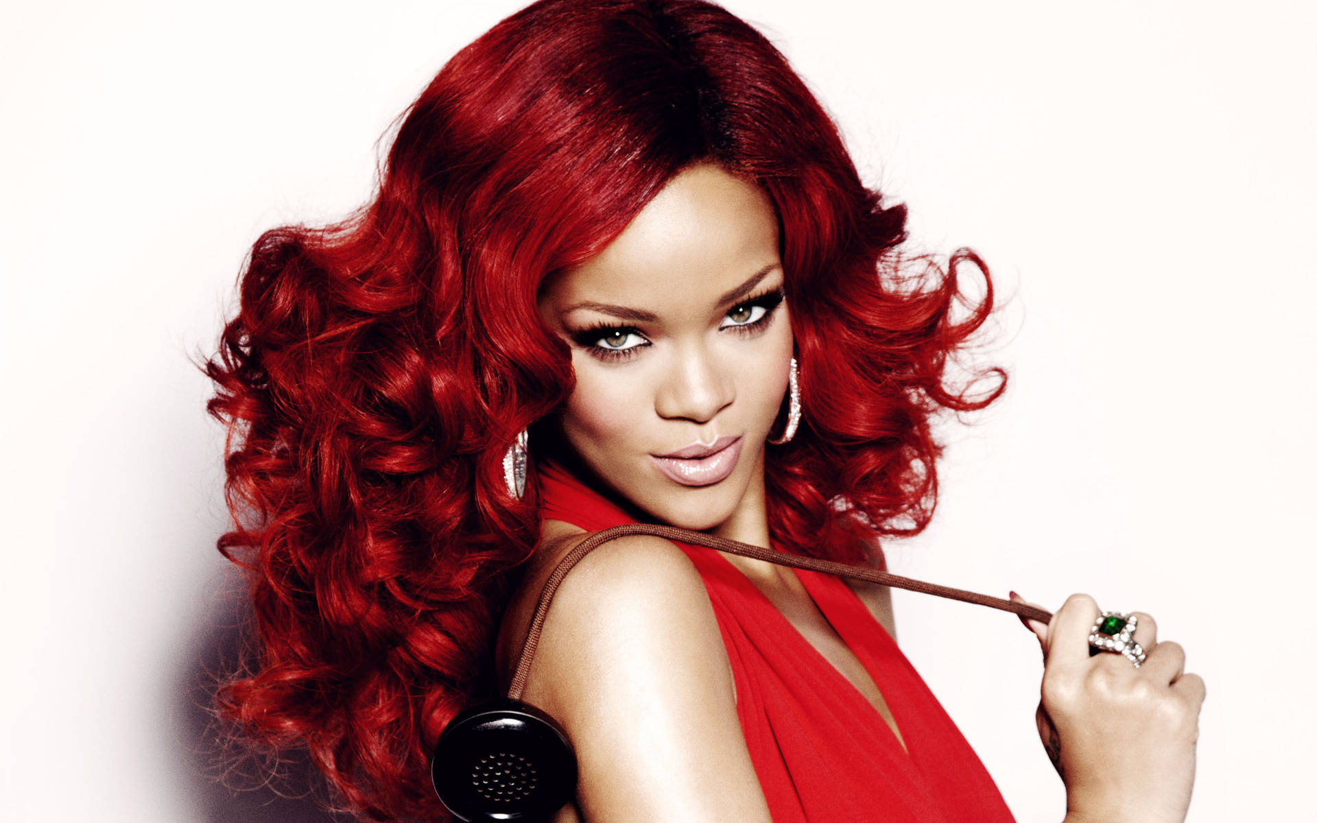 Rihanna Hd Red Hair Red Dress Wallpaper