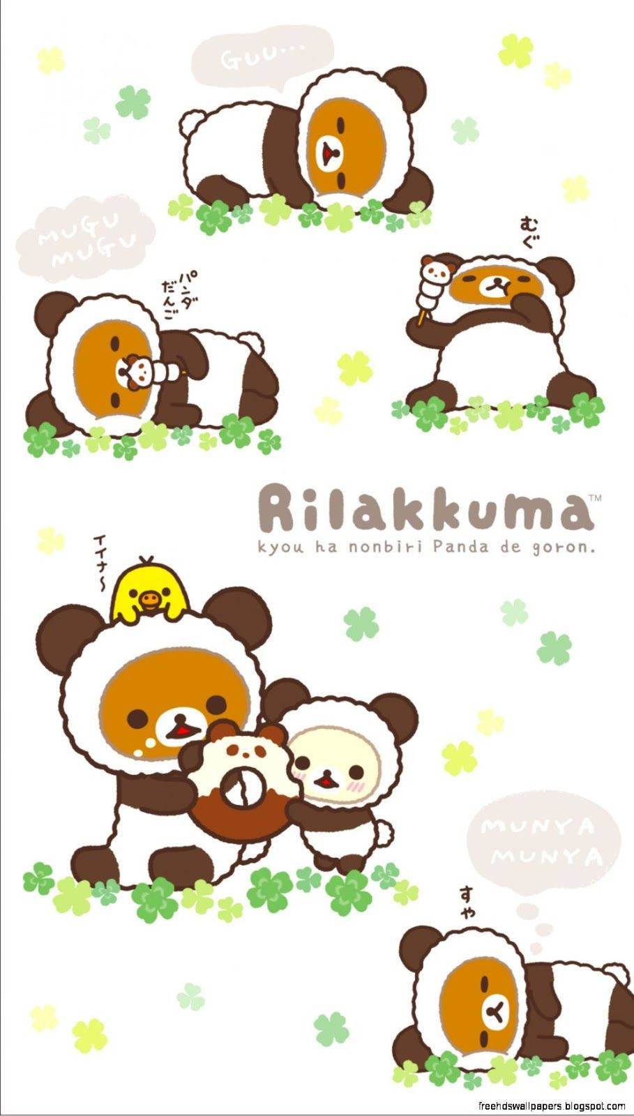 Rilakkuma In Panda Suits Wallpaper