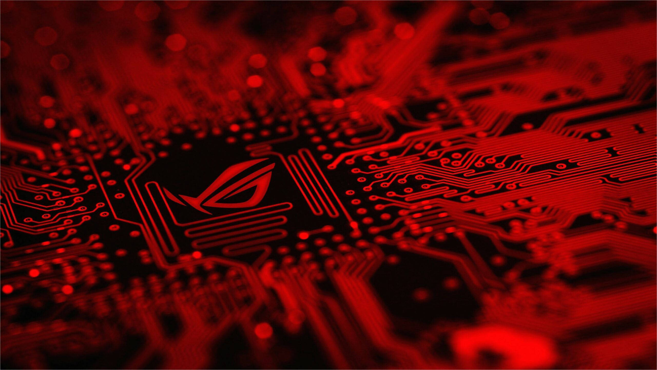 Rog Circuit Board Black And Red Gaming Wallpaper