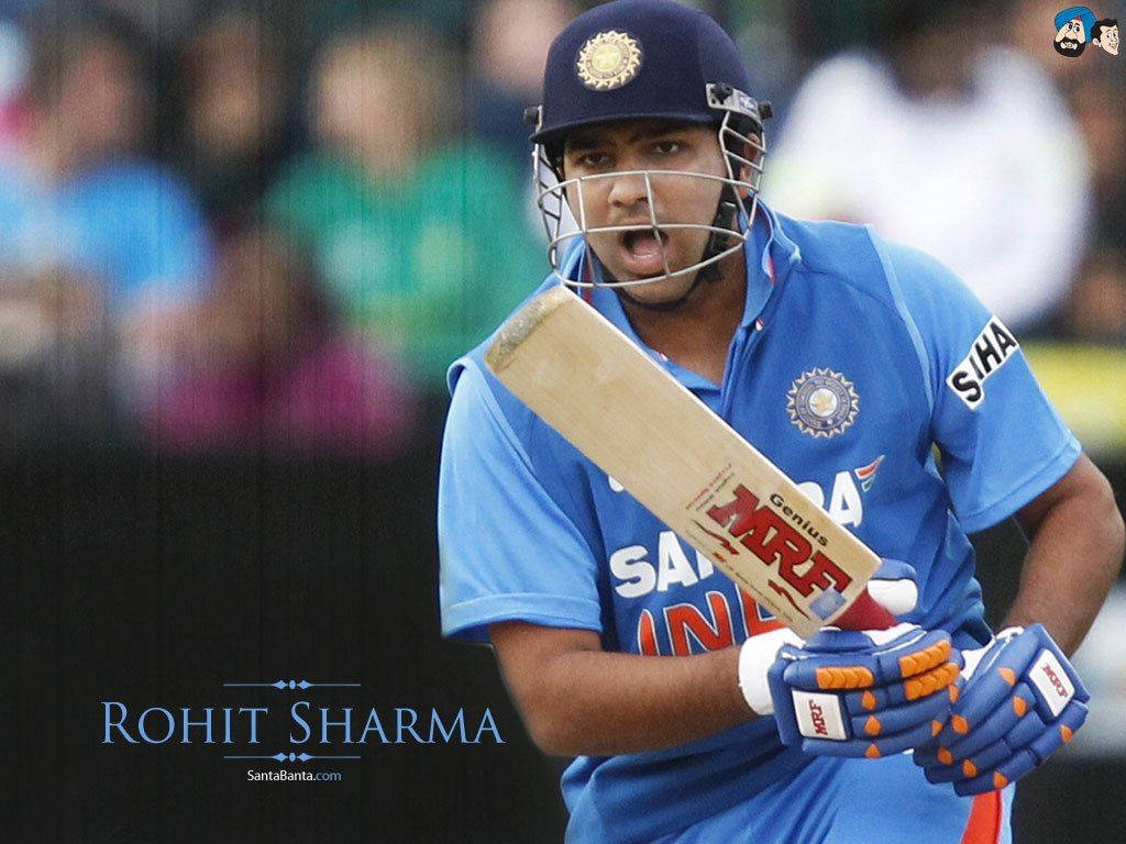 Rohit Sharma Intense Game Wallpaper