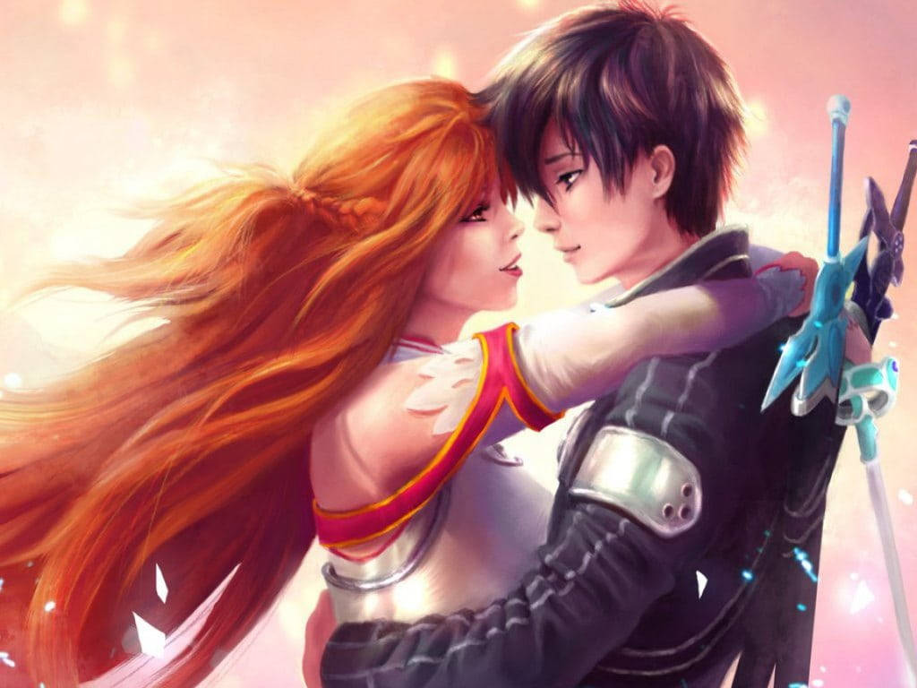 Romantic Anime Couples Kirito Asuna Handsome Wallpaper