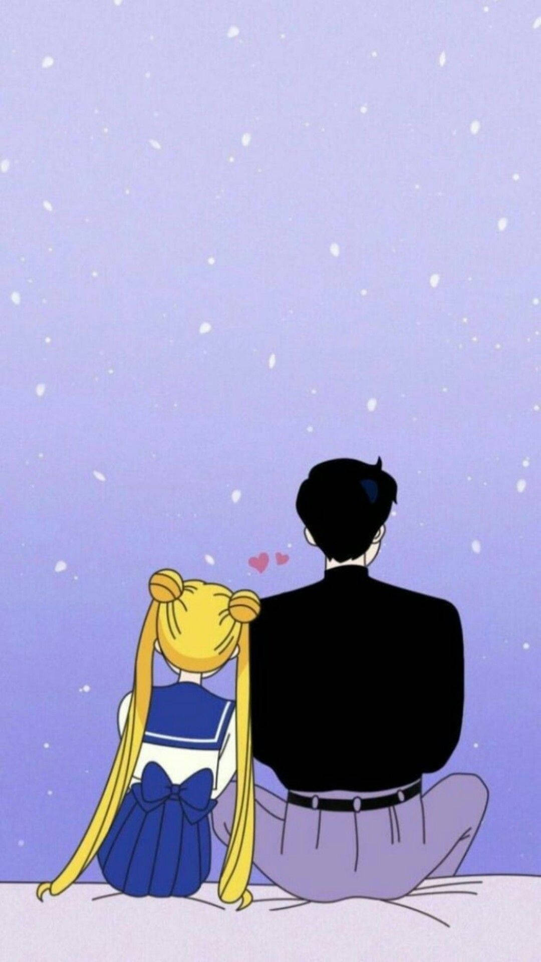 Romantic Usagi And Mamoru Sailor Moon Iphone Wallpaper