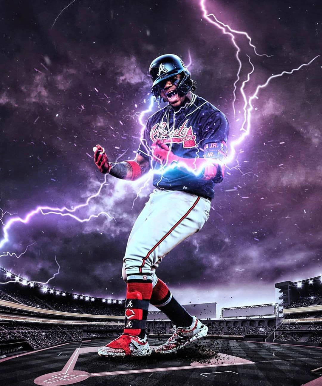 Ronald Acuna Jr. Purple Lightning Wallpaper