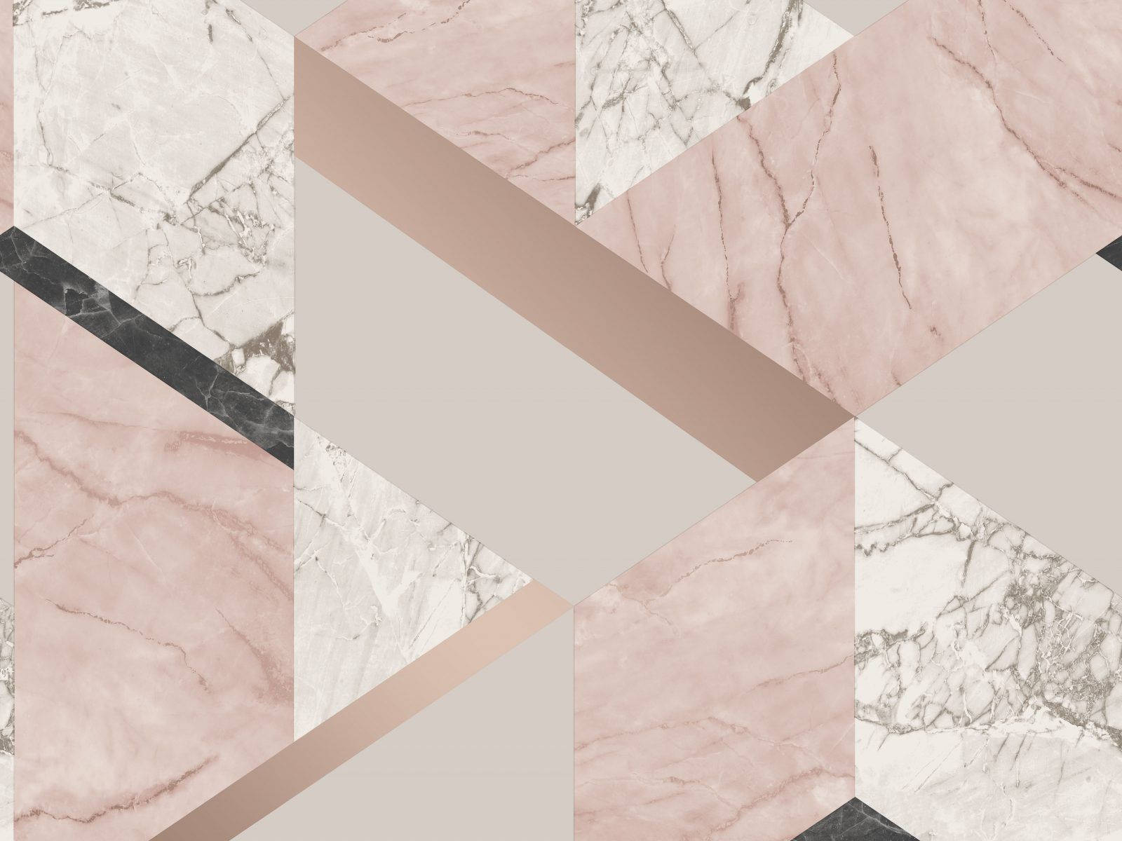 Rose Gold Geometric Marble Pattern Wallpaper