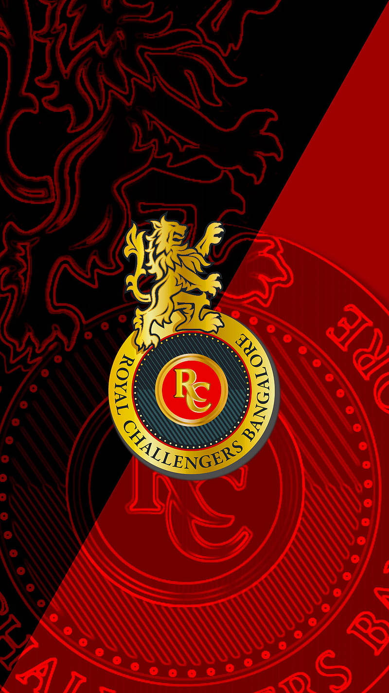 Royal Challengers Bangalore Team Logo In Vibrant Black, Red, And Gold Wallpaper