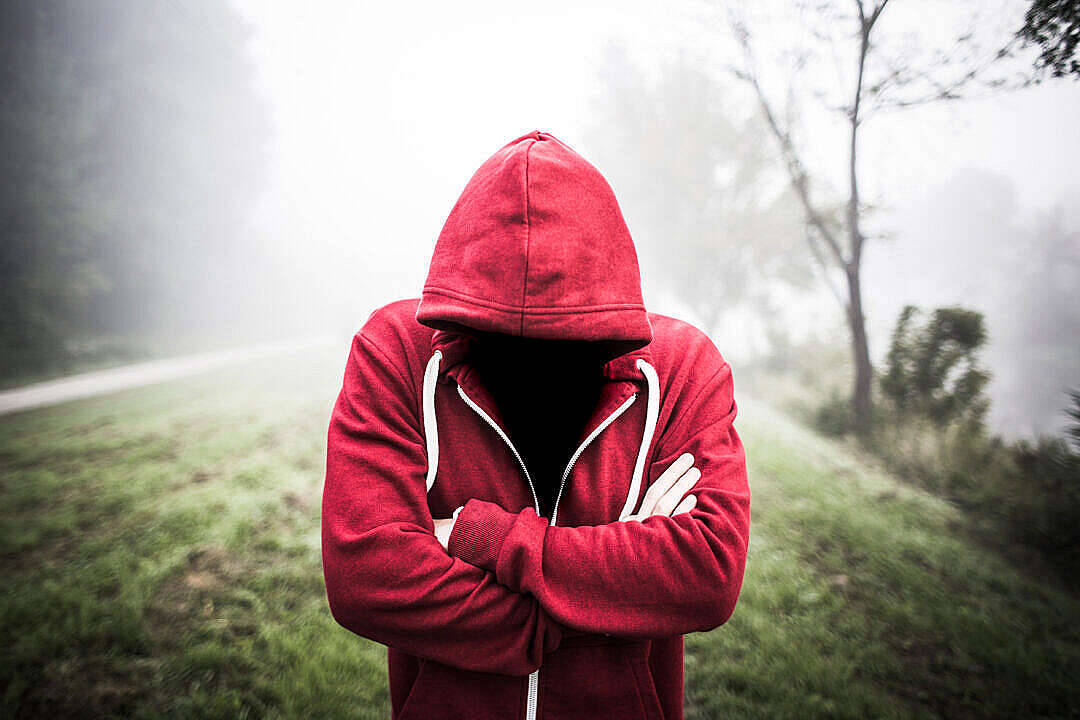 Sad Depressing Person In Red Hoodie Wallpaper