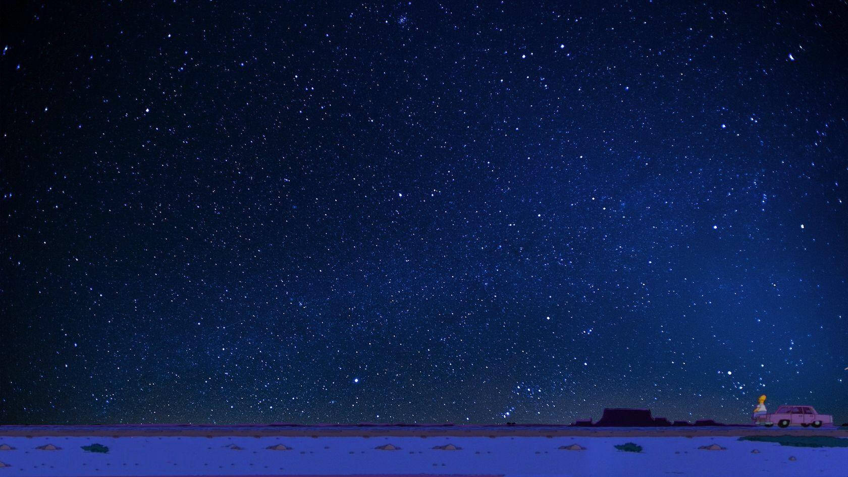 Sad Simpsons Homer Starry Sky Wallpaper