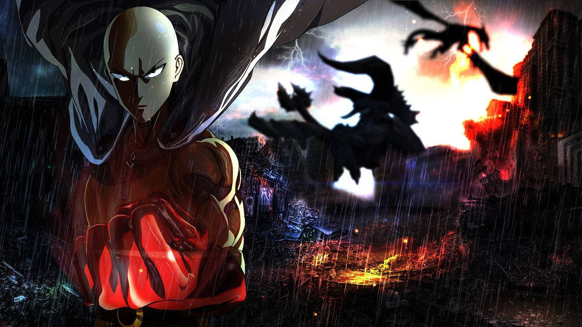 Saitama From The Popular Anime “one Punch Man” Wallpaper