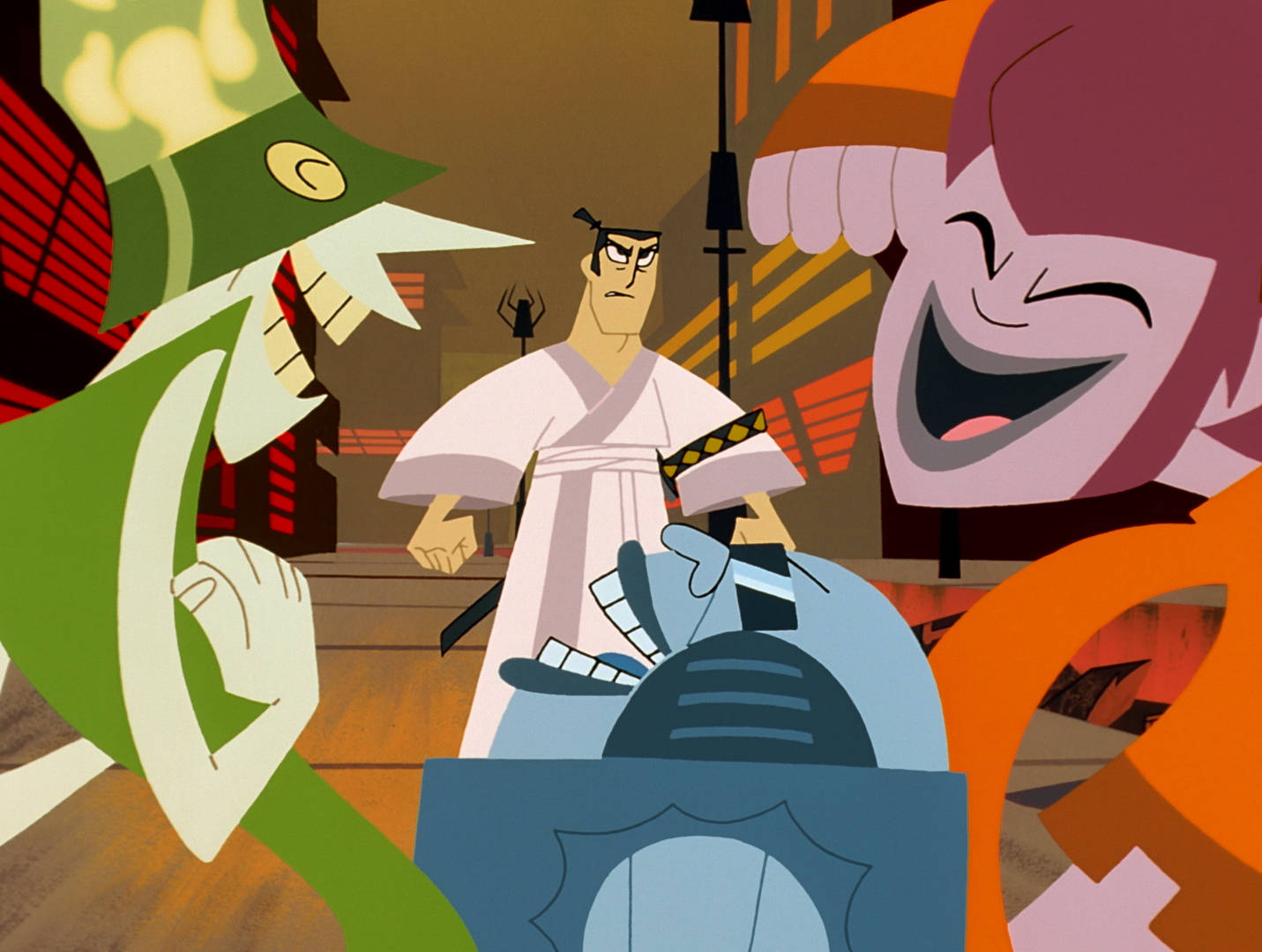 Samurai Jack With Alien Teenages Wallpaper