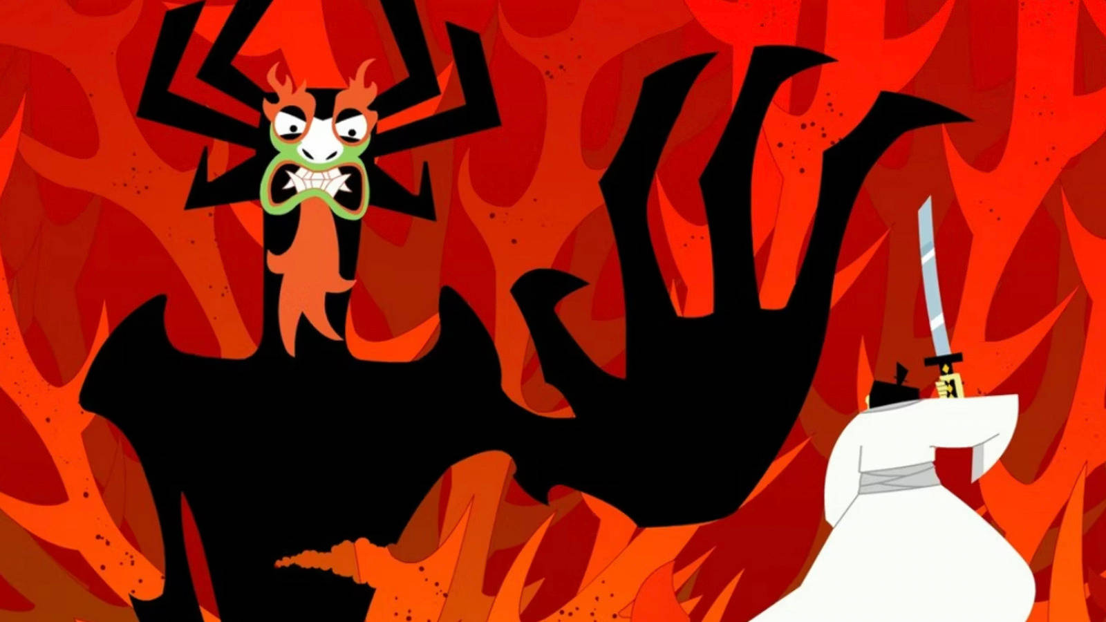 Samurai Jack With Giant Aku Wallpaper