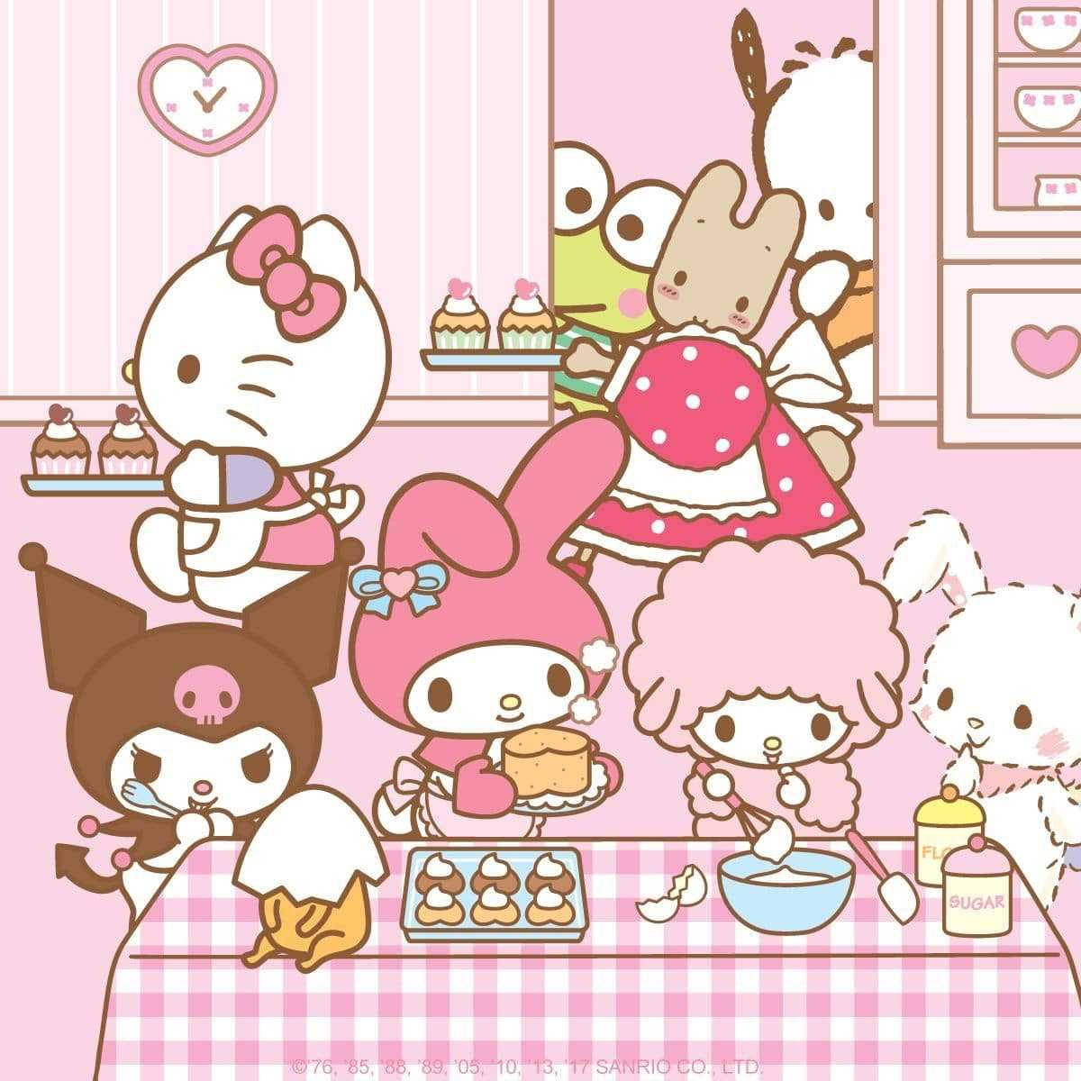 Sanrio Characters Cupcake Party Wallpaper