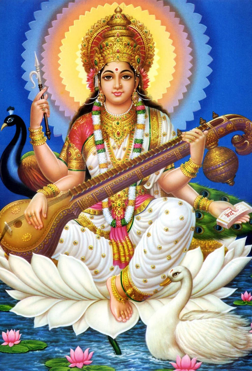 Saraswati Mata In Lake Wallpaper