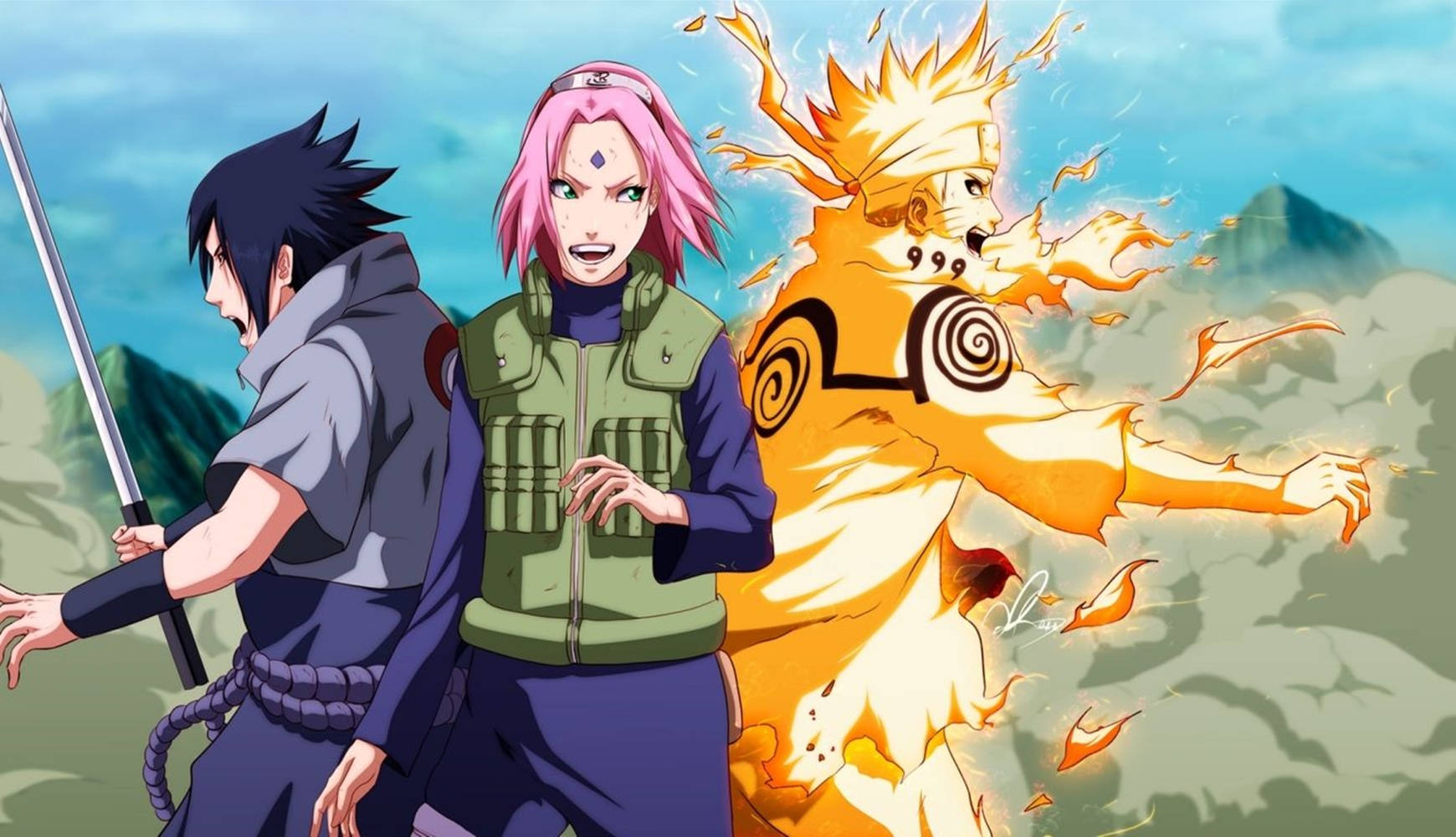 Sasuke Sakura And Naruto Laptop Wallpaper