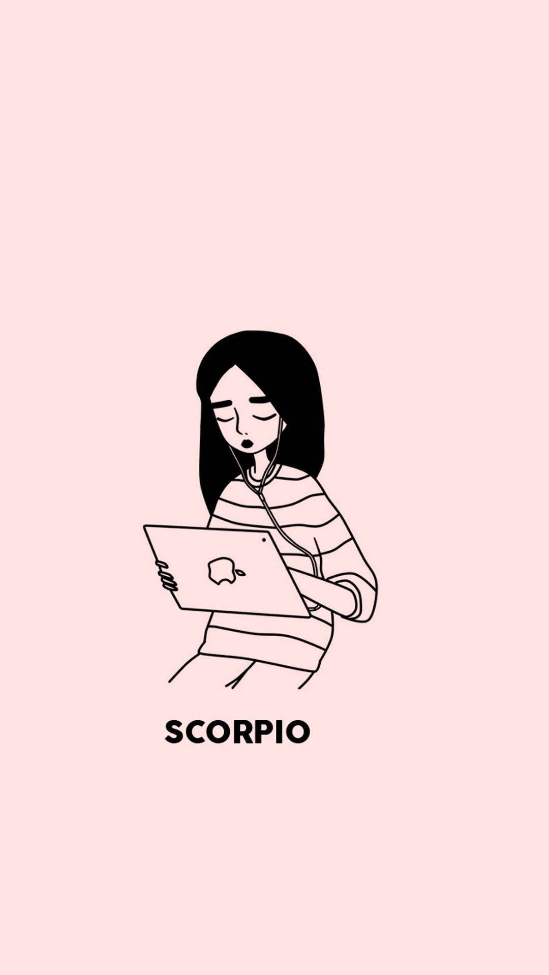 Scorpio Girl Using Ipad Wallpaper